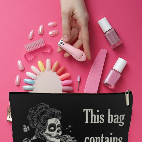 Lyiibb Goth Gifts for Women, This Bag Contains My Face, Gothic Makeup Bag, Witchy Spooky Cosmetic Bag with Zipper