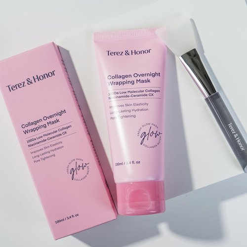 TEREZ & HONOR Collagen Night Wrapping Peel Off Mask: Korean Face Mask for Elasticity, Hydrating & Glow - 100Dalton Smallest Molecular Collagen for Glass Skin - Dermatologist Tested 3.4 FL OZ
