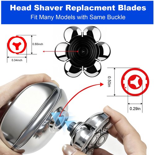 7 Head Shaver Replacement Head Shavers for Bald Men for Most Brand Men Foil Shaver Razor Universal Shaver Head,3pack
