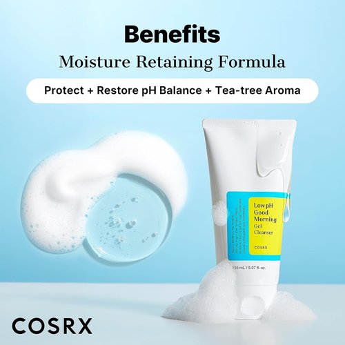 COSRX Low pH Good Morning Gel Face Cleanser - BHA Daily Wash for Sensitive Skin | 5.07 fl oz