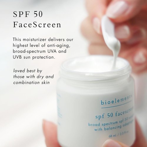 Bioelements SPF 50 FaceScreen | Antioxidant Broad-Spectrum Sunscreen Moisturizer - 2.3 oz - Vegan & Gluten-Free