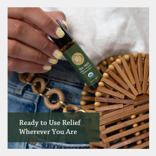 Silk Road Organic Tea Tree Essential Oil Roll-On | 100% Pure USDA Certified for Healthy Skin & Nail Care - 10 ml