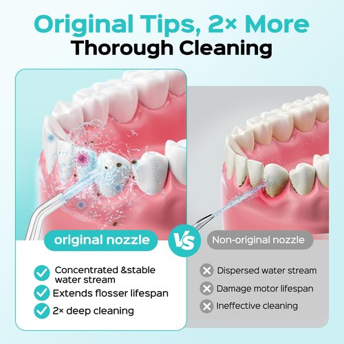 COSLUS Original Water Flosser Replacement Tips: Replacement Heads Compatible with COSLUS, Aquasonic, Nicwell, Oralfree, WELLFINE, Hangsun, Tovendor Water Dental Pick, Flosser Accessory, 5 Classic Tips