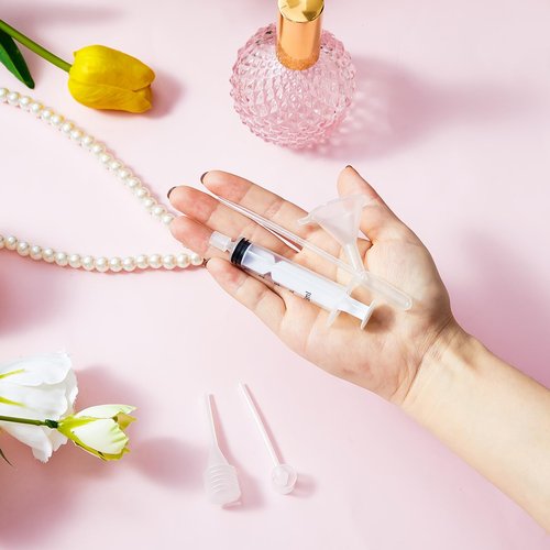 Geiserailie 50 Pcs Perfume Refill Pump Tools Perfume Dispenser Transfer Kit Include Funnels, Dispenser Pumps, Syringes, Droppers and Squeeze Droppers for Liquid Small Atomizer Bottle