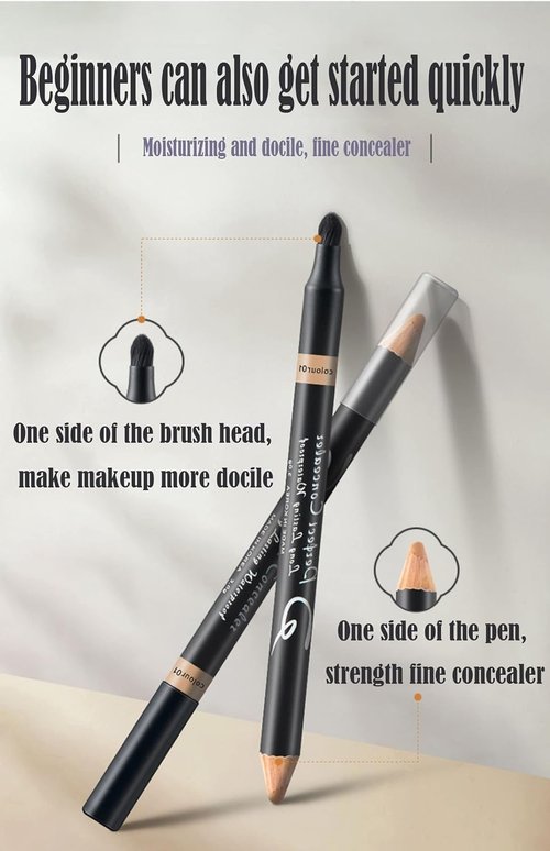 AKARY Concealer Pencil - 2-in-1 Dual-Sided Eyebrow & Face Highlighter Stick | Waterproof Foundation for Dark Circles & Acne Marks - Soft Skin Tone