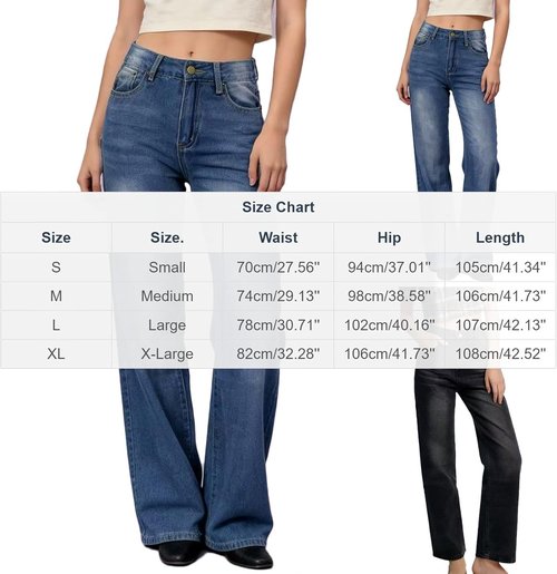 Skiennix Wide Leg Jeans - High Waisted Vintage Denim Pants for Women | Trendy Casual Fit
