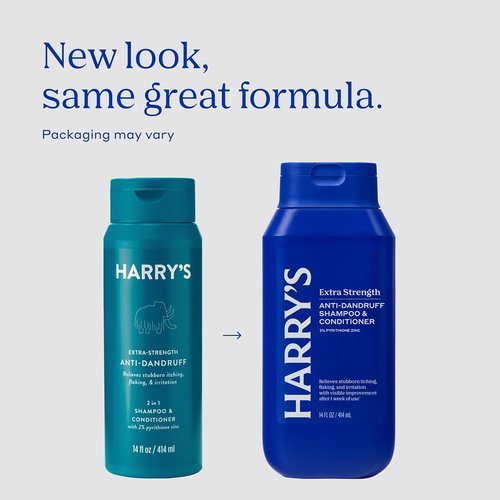 Harry's Extra-Strength Anti-Dandruff 2-in-1 Shampoo & Conditioner - 3 Pack, 14 fl oz - Contains 2% Pyrithione Zinc