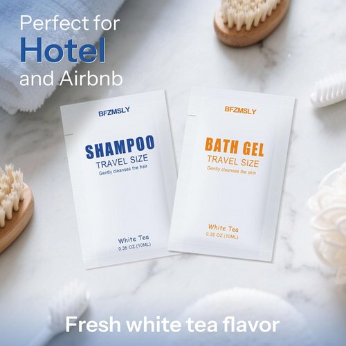 Skiennix Travel Size Toiletries Set - 3-in-1 Shampoo, Body Wash & Conditioner | White Tea Scent, 0.35oz Each, 100 Sets