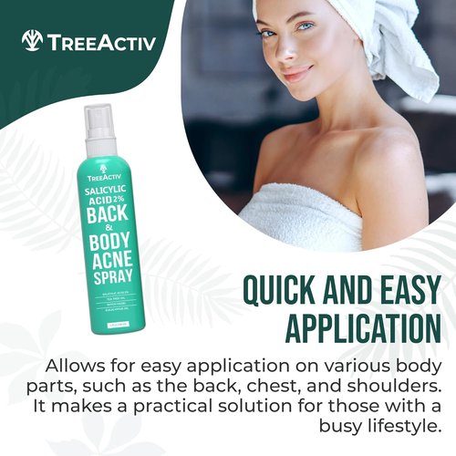 Back Acne Spray by [Brand Name] - Fast-Drying Tea Tree Oil & Aloe Mist with 2% Salicylic Acid | 4 fl oz