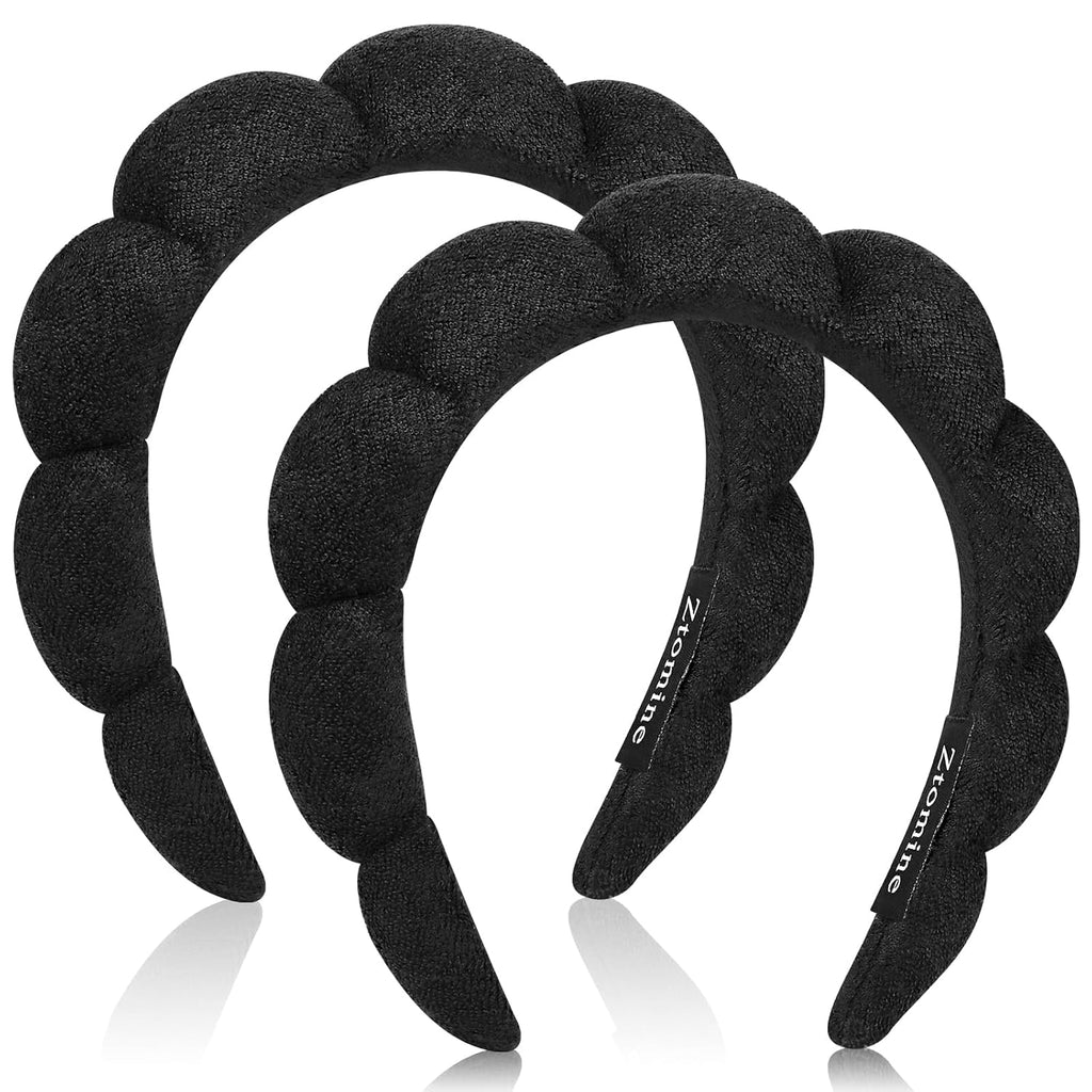 Ztomine Spa Headbands - Terry Cloth Face Washing & Skincare Set of 2 | Puffy Makeup Headbands