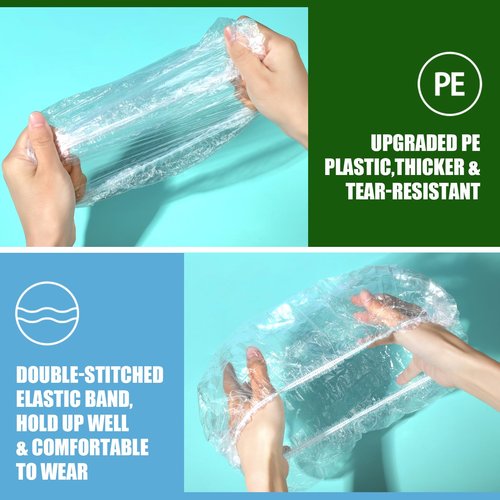LEOBRO Individually Wrapped Disposable Shower Caps, 80pcs Large Plastic Shower Caps for Women Disposable, Plastic Hair Caps for Travel, Hotel Use, Travel Essentials for Women, 19.3 INCH