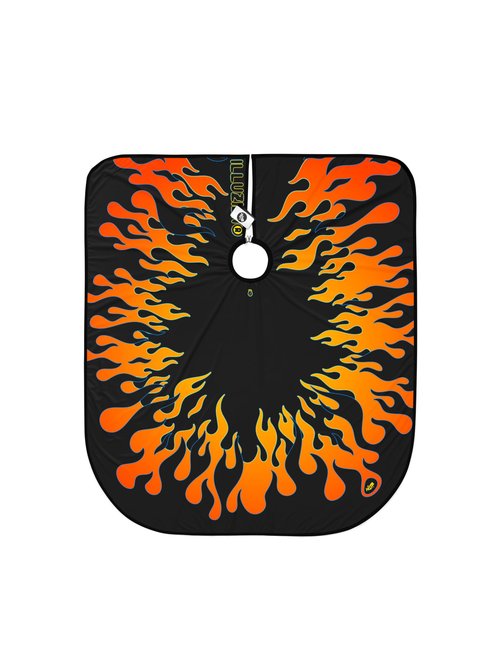 Illuzien Vintage Flames PRO Barber Cape, Hair Cut Cape, Water-Resistant Barber Accessories, Professional