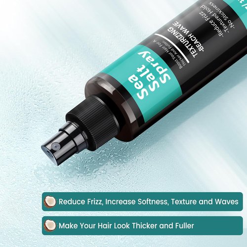 Sea Salt Spray - Texture & Volume Hair Thickener with Natural Ingredients | Alcohol-Free, Coconut Scent, 5 fl oz