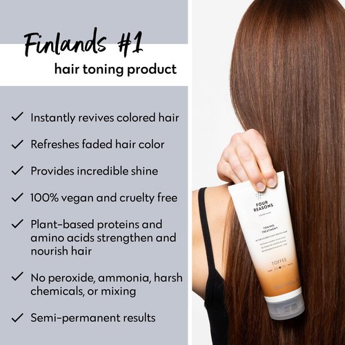 FOUR REASONS Toffee Color Mask - Vegan Hair Gloss & Color Depositing Conditioner | 6.76 fl oz