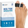 FULEEAN Big Toe Spacer/Corrector,Overlapping Toes, Bunion Pain Relief, Toe Alignment, Soft Silicone/Gel, 2 Loop,Day Night Wear,3 Sizes,Comfortable, Washable. (Black, MIDDLE: WOMEN 9.5-11 /MEN 6.5-9)