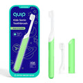 Quip Sonic Toothbrush for Kids with Timer - Includes Extra Brush Head and Travel Cover Mount - Electric, Soft Bristle Refill Head, Plastic Handle, 3 Month Battery Life, Glow in The Dark Green