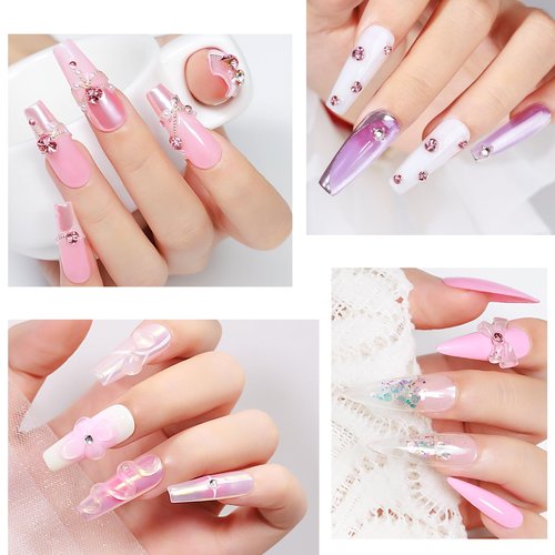 MIZHSE 30g Solid Builder Gel for Nails and 15g Rhinestone Glue, Clear Hard Nail Builder Gel 3D Sculpting Gels Non-Sticky U V LED Nails Charm Glue 3D Art Salon Home DIY