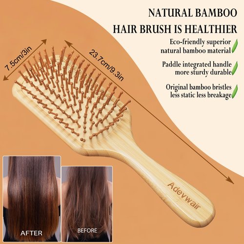12 Pcs Bamboo Hair Brushes for Women, Bulk Natural Bamboo Bristles Paddle Brush for Scalp Massage, Engraving, Painting, DIY Custom Gifts for Wedding