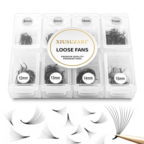 Premade Eyelash Extensions - 600 Fans, 10D, Volume Lash, 0.07 Thickness, D Curl, Mix 8-15mm Fluffy Soft Handmade Loose Fan