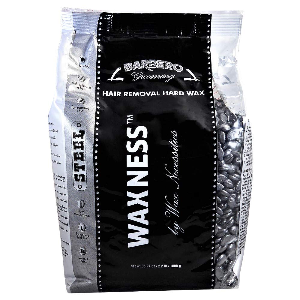 Waxness Barbero Steel Hard Wax Beads 2.2 lb (1 kg) – Stripless Hard Wax for Men’s Grooming, Effective on Coarse Hair, Smooth Application, Professional Use – Made in Italy