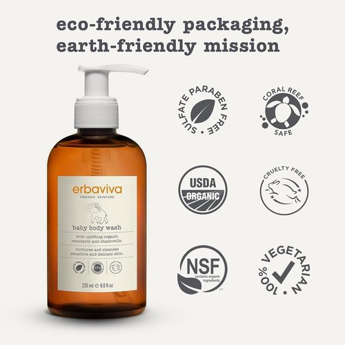 Erbaviva Baby Body Wash - Gentle & Nourishing Formula | 8 Fl Oz for Delicate Skin