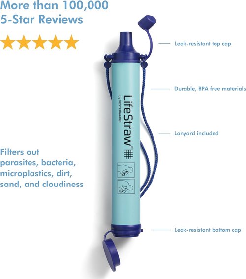 LifeStraw Personal Water Filter - Essential for Hiking, Camping & Emergency Preparedness