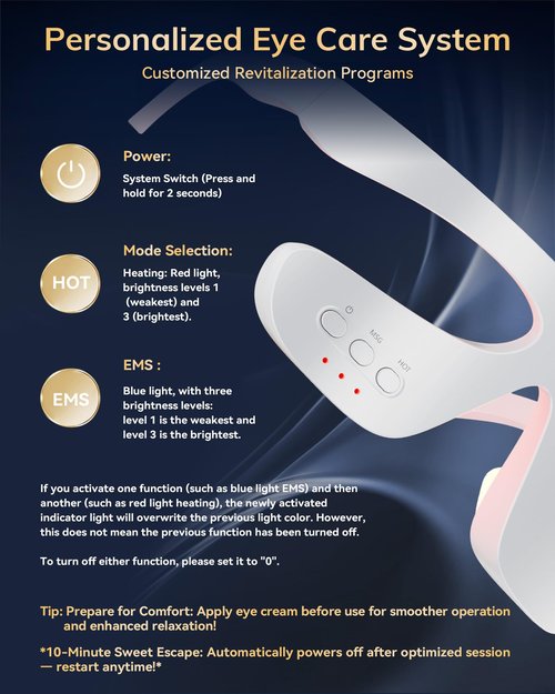 Under Eye Red Light Therapy Device, Red Light 630±10nm Therapy Glasses for Eyes, Red Light Eye Mask for The Treatment of Eye Bags,Dark Circles,Puffiness periorbital for Treating -Blown
