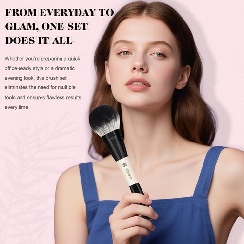 HEYMKGO Makeup Brushes Set, 12Pcs Professional Dual-ended Foundation Contour Powder Eyeshadow Brushes for Liquid, Cream, Powder for Blending Face Brush Tools - Bag Included, Great for Travel, Black
