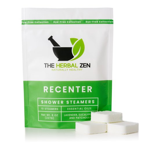 Recenter Shower Steamers Aromatherapy for Relaxing - USA Made Valentines Day Gift for Her and Him - Lavender & Eucalyptus Shower Bomb Tablets – Soothing Natural Essential Oils (10 Pack)