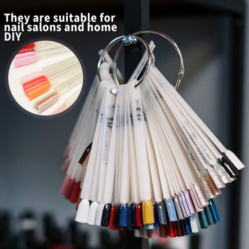 CZWESTC 300 Pcs Nail Swatch Sticks with Ring, Nail Sample Swatches for Gel Polish Color Display, Nail Salon, Home DIY Accessories (50 pcs/string)