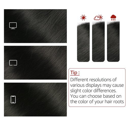 SAFIRENY Wire Hair Extensions Fish Line Hair Extensions Jet Black Extensions, Invisible Wire Hair Extensions Real Human Hair Straight 14inch 70g Adjustable Size Hair Extensions(#1-14inch)
