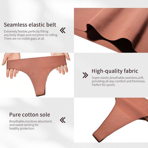 Skiennix Seamless Thongs - V-Waisted Invisible No Show Breathable Stretch Panties | 6-Pack