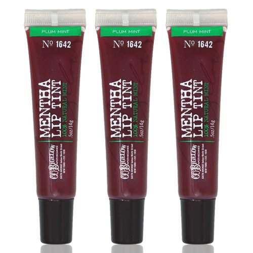 C.O. Bigelow Plum Mentha Lip Tint Trio, Pack of 3 Purple Tinted Lip Gloss with Peppermint Oil, High Gloss Shine Finish, 0.5 oz