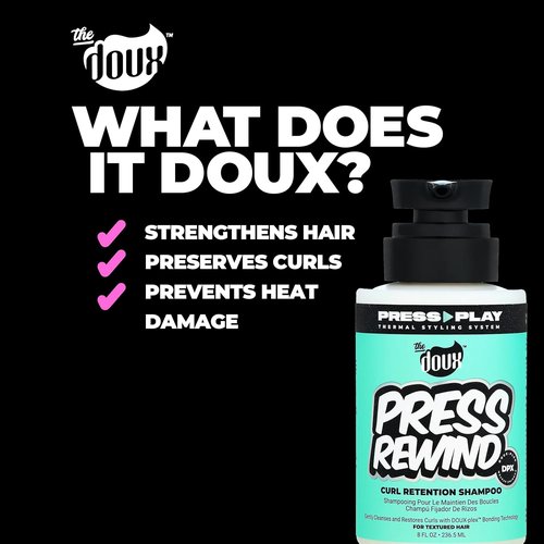 Doux PRESS REWIND Curl Retention Shampoo - Anti-Frizz Hydrating Formula with Aloe & Pataua Oil | 8 oz