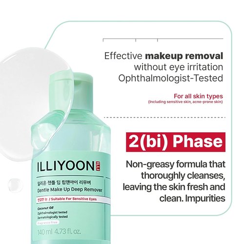 Illiyoon Gentle Deep Eye Makeup Remover - Non-Greasy 2-Phase Formula for Waterproof Makeup | 4.73 fl. oz.