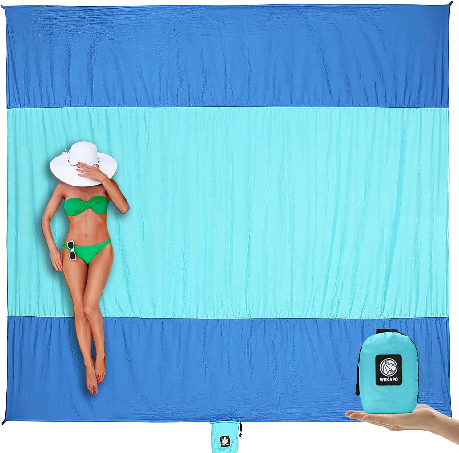 WEKAPO Beach Blanket - Extra Large Sandproof & Waterproof Mat | Quick-Drying for Picnics, Camping & Vacations