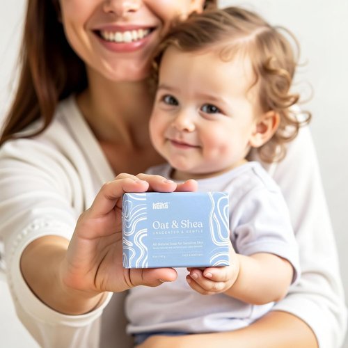 Keika Baby Soap Bar - Oat & Shea Unscented for Eczema Relief | 5 oz for Sensitive Skin