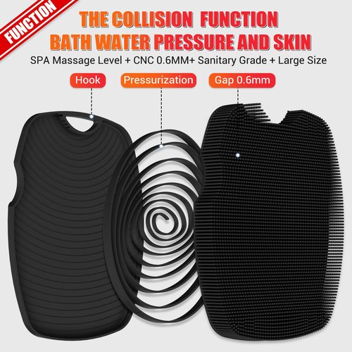 Canroom Silicone Body Scrubber - Zinc Infused-Highly Elastic Bristles Exfoliating Body Scrubber for Shower Body,Cellulite Reduction,Blood Circulation- Black