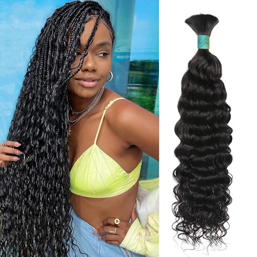 AnJudyReid Braiding Hair 1 Bundle 50g 26Inch Boho Braids Human Hair No Weft 12A Brazilian Virgin Curly Human Hair Extensions for Boho Braids Wet and Wavy Human Braiding Hair