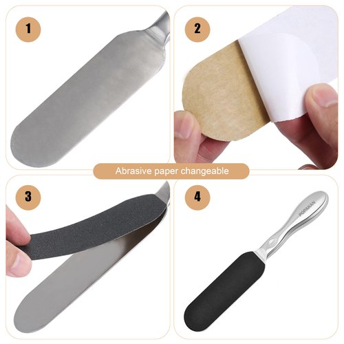 Stainless Steel Pedi File Refill 50 Pieces, 100 Grit - Pedicure Refill Pads - Foot Rasp Pad with Removable Glue,Size 5.2" L x 1.7" W,50 Refills Pads
