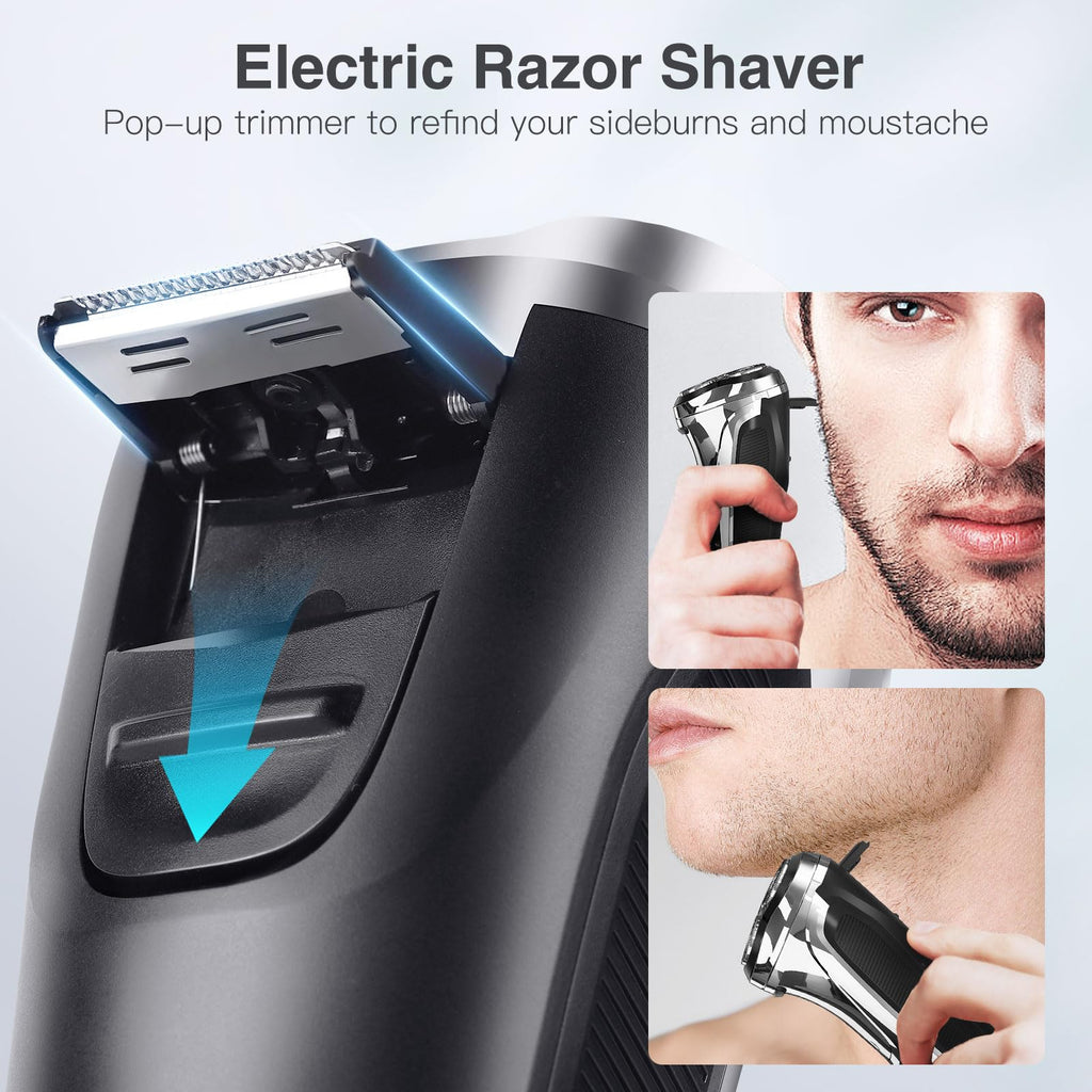 YIRISO Electric Razor for Men, 90Min Long-Lasting Shaver with 4D Floating Head & LCD Display, Ultra Smooth for Sensitive Skin, IPX6 Waterproof, USB-C Fast Charge, with Travel Case - Ideal Gift