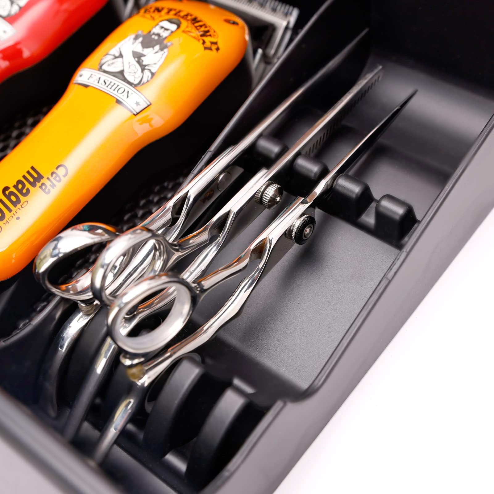 ZIBARBER Barber Clipper Organizer Barber Tools Tray Salon Hairdressing Clipper Scissors Rack Holder Storag Scissors Holder Blade Rack Storage Tray for Clipper Guard Holder (Assemble)