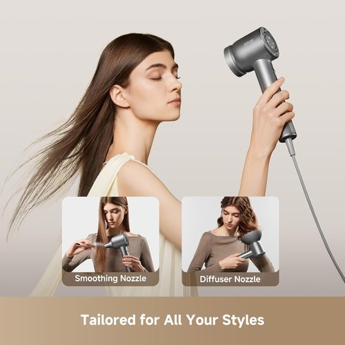 Dreame Glory Mix High-Speed Hair Dryer - Dual Voltage, 3 Magnetic Nozzles, Customized Fragrant Drying, Lightweight Black