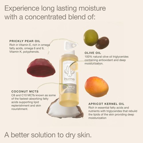 HUME SUPERNATURAL Dry Body Oil Spray - Nourishing Moisturizer for Dry Skin | Fragrance-Free Hydration, 8 oz