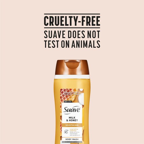 Suave Moisturizing Body Wash, with Milk & Honey and Vitamin E Extract, No Parabens, No Phtahaltes, 18 Oz Pack of 6