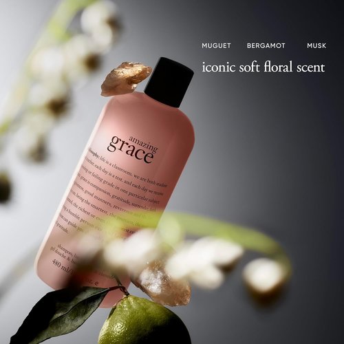Philosophy Pure Grace 3-in-1 Shampoo | Luxurious Lathering Shower Gel & Bubble Bath - Soft Skin & Clean Hair