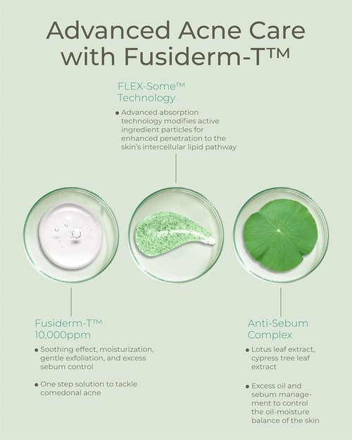 Fusiderm-T Derma Trouble Balancing Cream - Lightweight Hydrating Face Moisturizer for Acne-Prone Skin | 1.7 fl oz