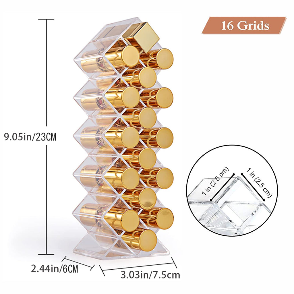 YIEZI Lipstick Holder Organizer 64 Spaces Acrylic Stackable Fish Shape Lipstick Tower, Lip Gloss Storage Stand, Perfect for Lipgloss Organizers Makeup Vanity Display, Clear (4 Pack)