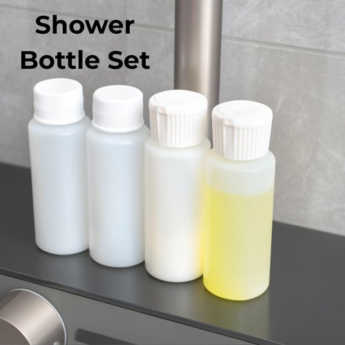 2oz TSA Approved Translucent Squeeze Bottles with Fliptop & Extra Screw Caps, Set of 4, Leak Proof, FDA Compliant. Safe for Premium Costmetic, Shampoo, Conditioner and DIY projects. (HDPE FlipTop)