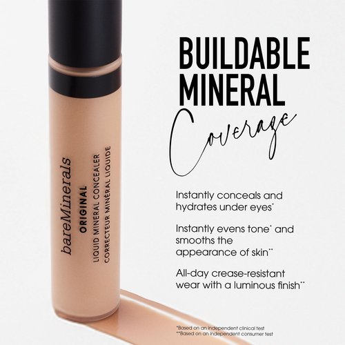 bareMinerals Original Liquid Mineral Concealer, Brightening Dark Circle Eye Concealer, Reduces Look of Fine Lines, Buildable Coverage, Vegan